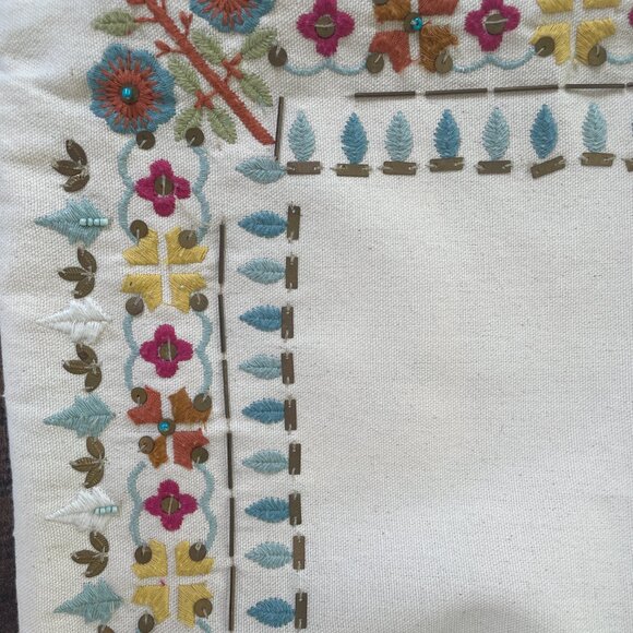 Pier One Pillow Covers set of 2 Cream Embroidered Beading - Picture 3 of 5